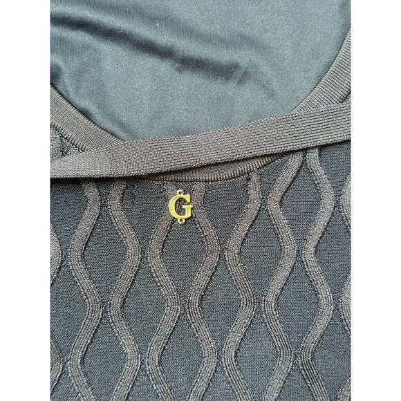 GUESS Genna Diamond Knit Sweater Dress Women's Size L Blackened Blue - Picture 12 of 12